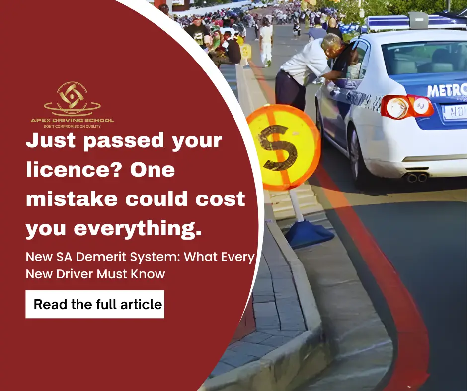 New SA Demerit System Explained | Apex Driving School Durban New drivers learning about South Africa’s demerit points system at Apex Driving School Durban